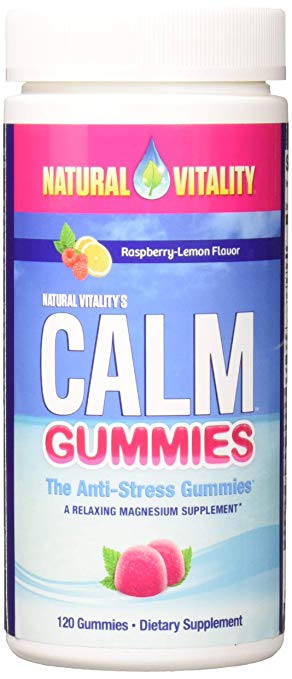 Natural Vitality Calm Gummies The Anti-Stress Gummies, A Relaxing Magnesium Supplement, Raspberry Lemon, 120 Count
